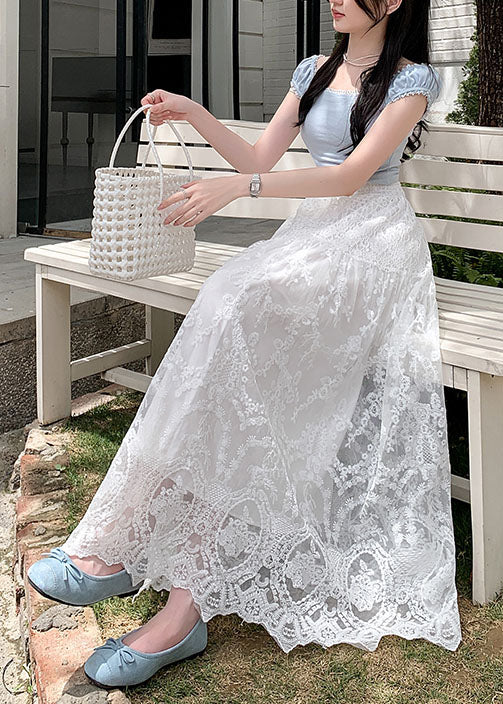 Modern White Embroidered Lace Holiday Skirts Fall