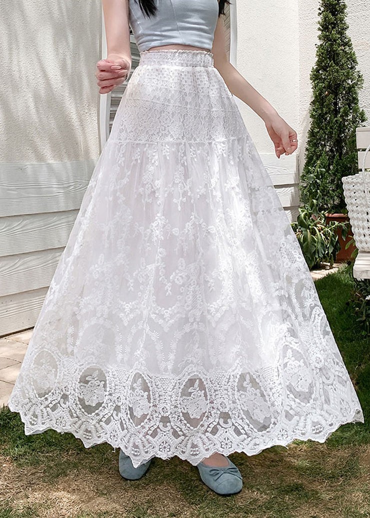 Modern White Embroidered Lace Holiday Skirts Fall