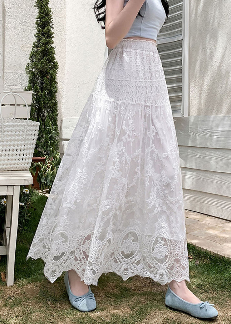 Modern White Embroidered Lace Holiday Skirts Fall