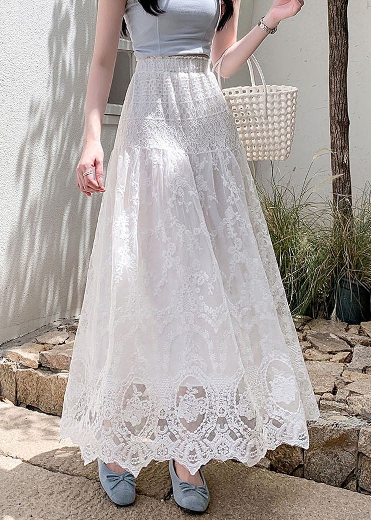 Modern White Embroidered Lace Holiday Skirts Fall