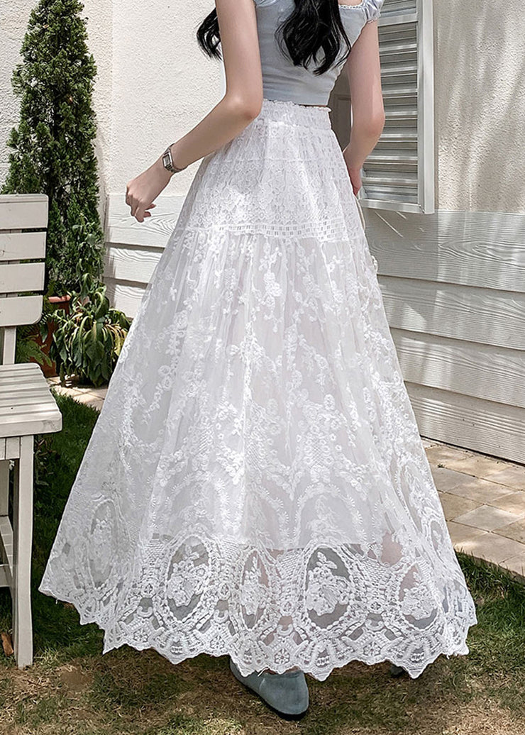 Modern White Embroidered Lace Holiday Skirts Fall