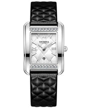 Modern White Leather Zircon Tempered Glass Waterproof Watch