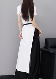 Modern White O Neck Asymmetrical Design Cotton Top Summer