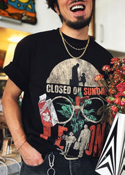 Modern White O Neck Letter Print Cotton T Shirts Summer