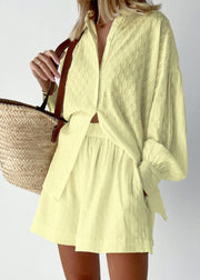 Modern White Oversized Jacquard Cotton Two Piece Set Outfits Summer