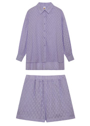 Modern White Oversized Jacquard Cotton Two Piece Set Outfits Summer