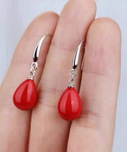 Modern White Sterling Silver Zircon Pearl Water Droplet Drop Earrings