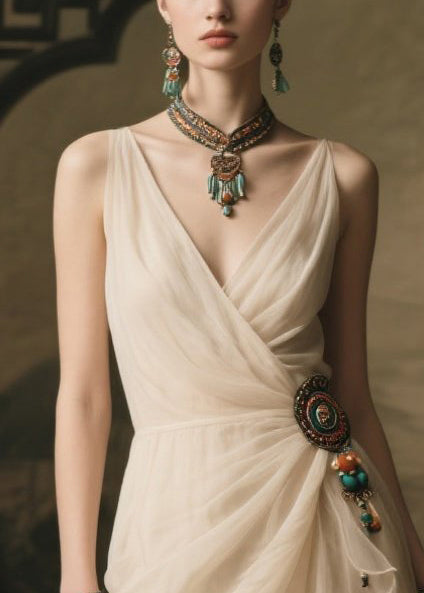 Modern White Tasseled Tulle Party Dress Summer