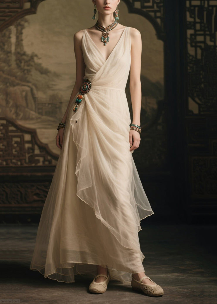 Modern White Tasseled Tulle Party Dress Summer