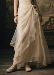 Modern White Tasseled Tulle Party Dress Summer