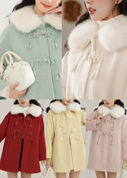 Modern Yellow Fur Collar Woolen Coat Outwear Winter