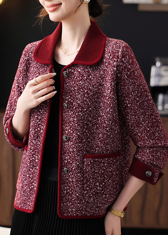 Mulberry Patchwork Coat Peter Pan Collar Fall