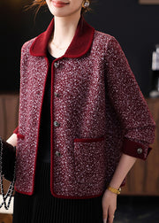 Mulberry Patchwork Coat Peter Pan Collar Fall