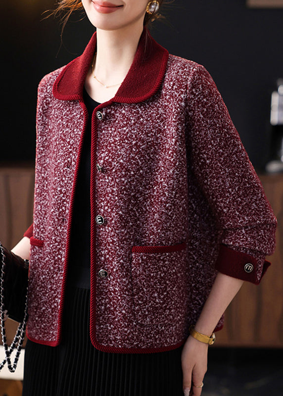 Mulberry Patchwork Coat Peter Pan Collar Fall