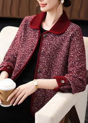 Mulberry Patchwork Coat Peter Pan Collar Fall