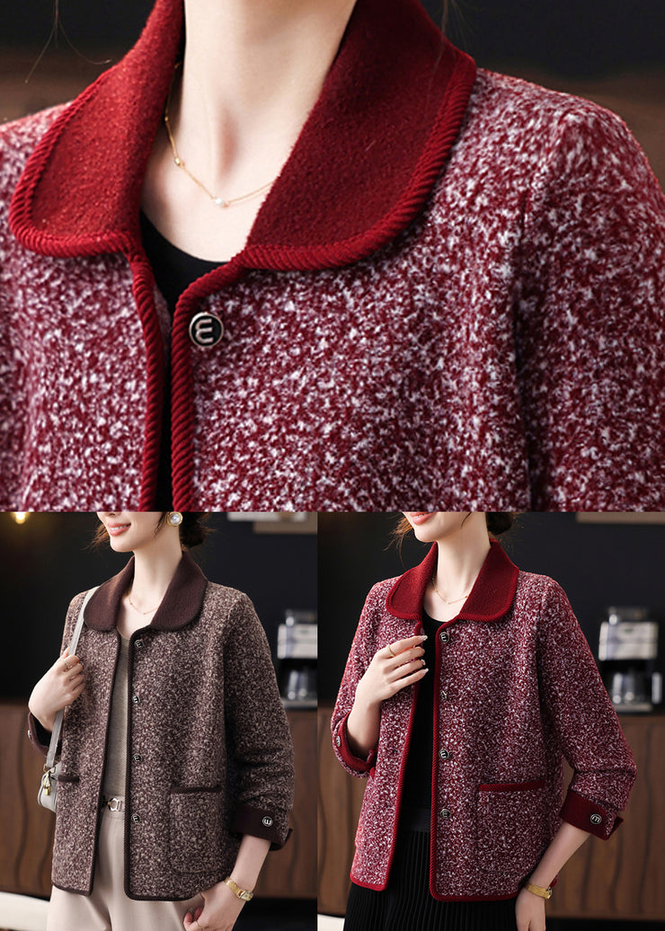 Mulberry Patchwork Coat Peter Pan Collar Fall