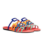 Multicolor Suede Splicing Stylish Slide Sandals Peep Toe