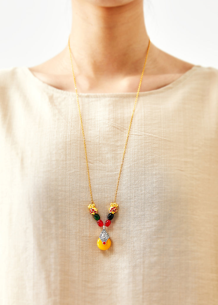 National Style Beeswax Fish Gilding 14k Pendant Necklace