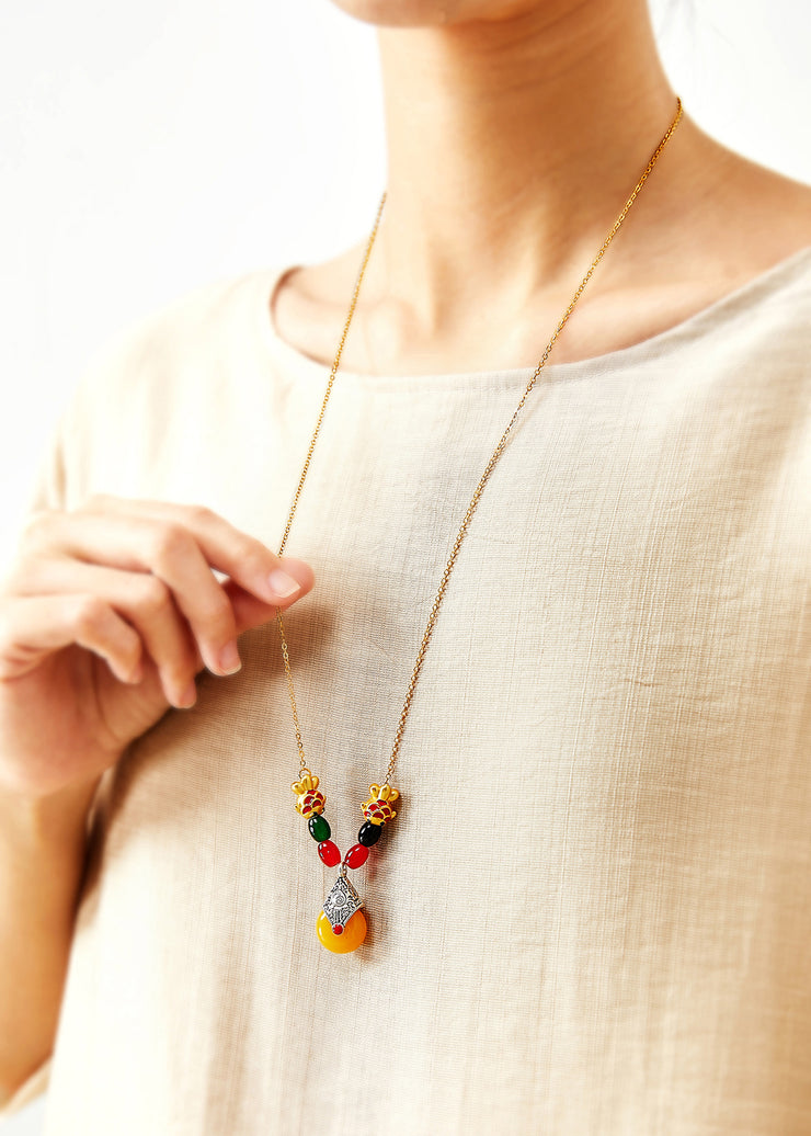 National Style Beeswax Fish Gilding 14k Pendant Necklace