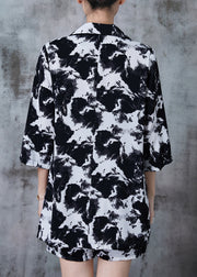 Natural Black And White Ink Painting Oversized Chiffon Women Sets 2 Pieces Spring