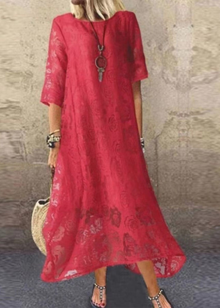 Natural Black Hollow Out Lace Holiday Dresses Summer