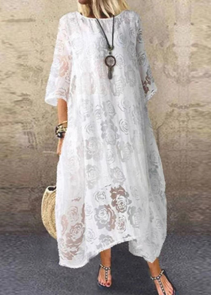 Natural Black Hollow Out Lace Holiday Dresses Summer
