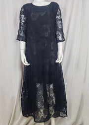 Natural Black Hollow Out Lace Holiday Dresses Summer