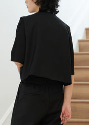 Natural Black O-Neck Asymmetrical Patchwork Waistcoat Sleeveless