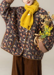 Natural Black Oversized Print Fine Cotton Filled Trench Winter