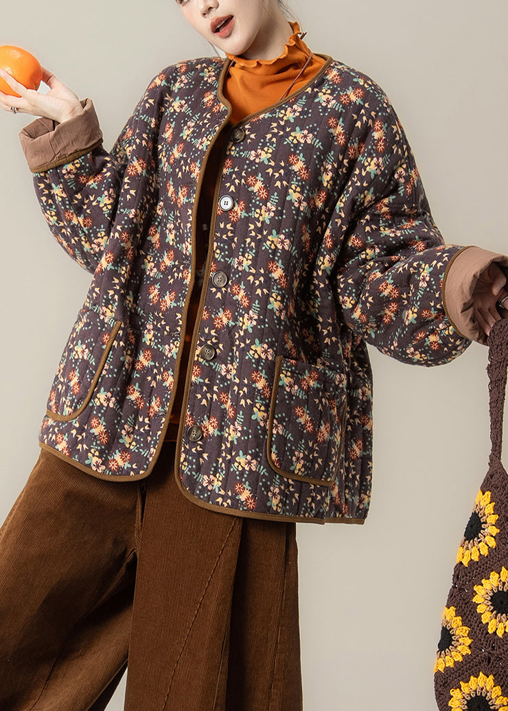 Natural Black Oversized Print Fine Cotton Filled Trench Winter