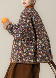 Natural Black Oversized Print Fine Cotton Filled Trench Winter