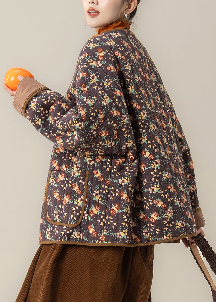 Natural Black Oversized Print Fine Cotton Filled Trench Winter