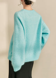 Natural Blue Print Cozy Cotton Knit Sweaters Fall