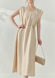 Natural Champagne Patchwork Slim Long Dress Summer