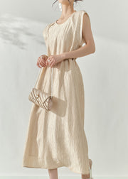 Natural Champagne Patchwork Slim Long Dress Summer
