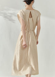 Natural Champagne Patchwork Slim Long Dress Summer