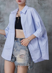 Natural Purple Grey Oversized Cotton Shirt Batwing Sleeve