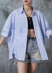 Natural Purple Grey Oversized Cotton Shirt Batwing Sleeve