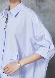 Natural Purple Grey Oversized Cotton Shirt Batwing Sleeve