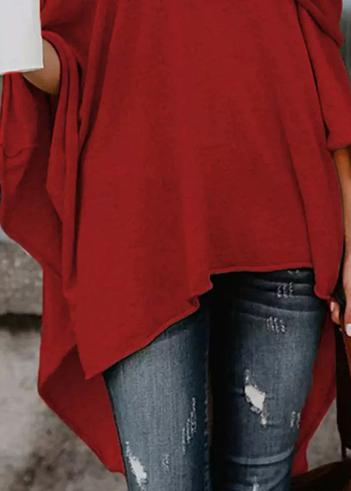 Natural Red Asymmetrical Low High Design Top Spring