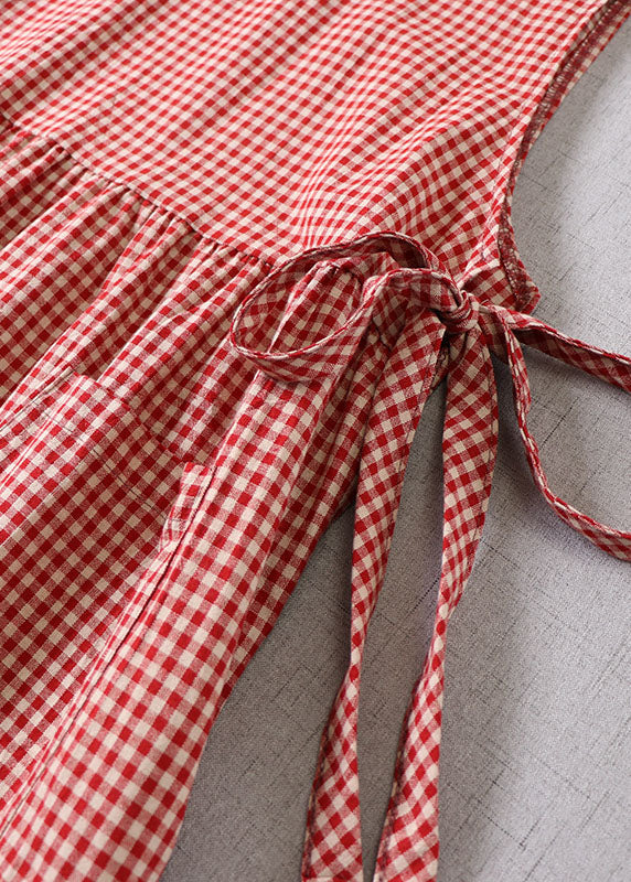 Natural Blue Cinched Plaid Party Dress Spring