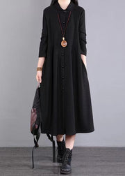 Natural Red Peter Pan Collar Patchwork Cotton Shirts Dress Fall