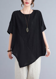 Natural White Asymmetrical Lace Patchwork Top Summer