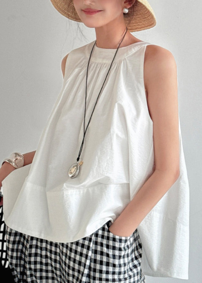 Natural White Oversized Cotton Tanks Summer