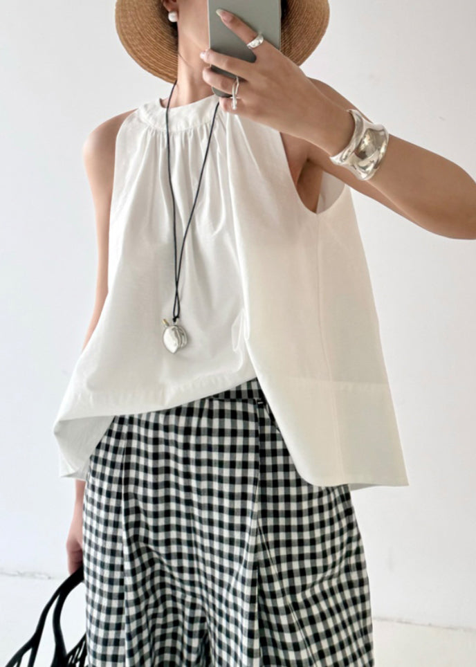 Natural White Oversized Cotton Tanks Summer