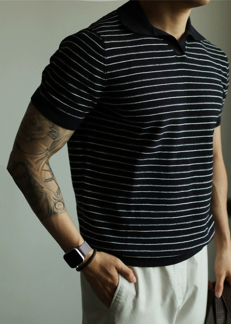Navy Cozy Knit Summer Casual Clothing Mens Polo Shirts