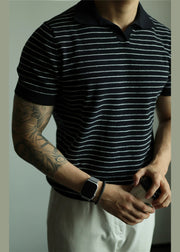 Navy Cozy Knit Summer Casual Clothing Mens Polo Shirts