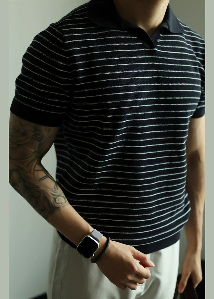 Navy Cozy Knit Summer Casual Clothing Mens Polo Shirts