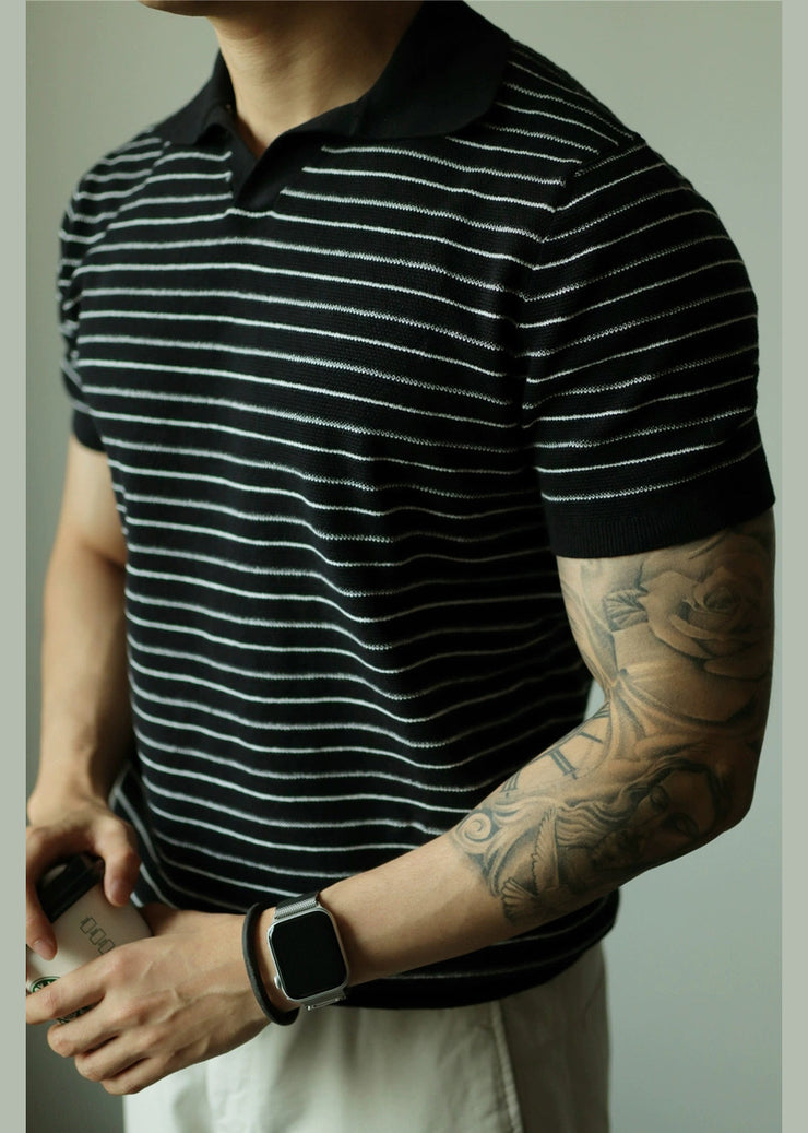 Navy Cozy Knit Summer Casual Clothing Mens Polo Shirts