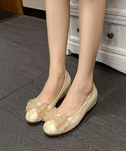 New Apricot Embroidered Bow Lace Inner Height Shoes